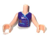 LEGO part Torso Mini Doll Girl Dark Purple Vest Top with Yellow Buttons and Comb Pattern, Light Nougat Arms with Hands FTGpb060c01