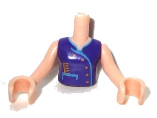 LEGO onderdeel Torso Mini Doll Girl Dark Purple Vest Top with Yellow Buttons and Comb Pattern, Light Nougat Arms with Hands (FTGpb060c01)