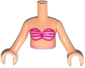 LEGO part Torso Mini Doll Girl Bright and Dark Pink Bikini Shell Bra Top Pattern, Light Nougat Arms with Hands (FTGpb064c01)