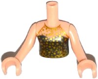 LEGO part Torso Mini Doll Girl Pearl Dark Gray Halter Top with Gold Trim, Spots and Stars Pattern, Light Nougat Arms with Hands FTGpb079c01