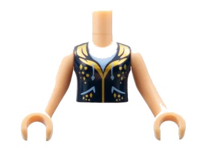 LEGO onderdeel Torso Mini Doll Girl Dark Blue Vest with Gold Trim Pattern, Light Nougat Arms with Hands (FTGpb081c01)