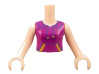 LEGO onderdeel Torso Mini Doll Girl Magenta Top with Strings and Front Pockets Pattern, Light Nougat Arms with Hands FTGpb096c01