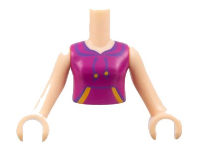 LEGO onderdeel Torso Mini Doll Girl Magenta Top with Strings and Front Pockets Pattern, Light Nougat Arms with Hands (FTGpb096c01)