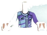 LEGO onderdeel Torso Mini Doll Girl Light Aqua and Medium Lavender Racing Jacket Pattern, Light Nougat Arms with Hands with Light Aqua Right Sleeve, Medium Lavender Left Sleeve FTGpb190c01