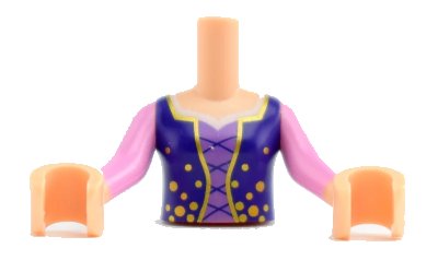 LEGO onderdeel Torso Mini Doll Girl Medium Lavender Top with Dark Purple Jacket and Lacing Pattern, Light Nougat Arms with Hands with Bright Pink Sleeves (FTGpb204c01)