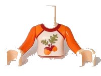 LEGO part Torso Mini Doll Girl Orange Shirt with White Front and Acorns with Leaves Pattern, Light Nougat Arms with Hands with Orange Sleeves FTGpb207c01