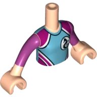 LEGO part Torso Mini Doll Girl Medium Azure and Magenta Wetsuit with Seahorse Logo Pattern, Light Nougat Arms with Hands with Magenta Sleeves FTGpb240c01