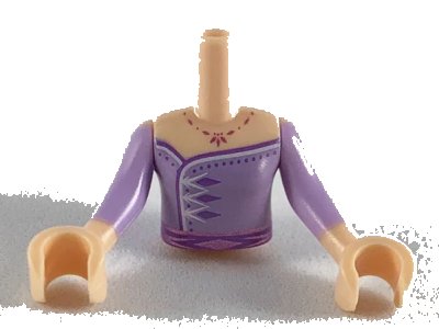LEGO onderdeel Torso Mini Doll Girl Lavender Dress Pattern, Light Nougat Arms with Hands with Lavender Sleeves (FTGpb248c01)