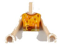 LEGO part Torso Mini Doll Girl Orange and Bright Light Orange Top with Lightning Bolts and Belt Pattern, Light Nougat Arms with Hands FTGpb260c01