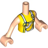 LEGO part Torso Mini Doll Girl Yellow Top with White Apron and Yellow Name Tag and Banana Pattern, Light Nougat Arms with Hands FTGpb262c01