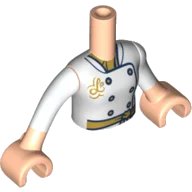 LEGO onderdeel Torso Mini Doll Girl White Jacket with 6 Gold Buttons and Belt Pattern, Light Nougat Arms with Hands with White Sleeves (FTGpb263c01)