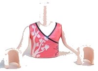 LEGO part Torso Mini Doll Girl Coral Wrap Top with White Tree Pattern, Light Nougat Arms with Hands FTGpb280c01