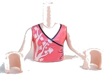 LEGO part Torso Mini Doll Girl Coral Wrap Top with White Tree Pattern, Light Nougat Arms with Hands (FTGpb280c01)