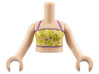 LEGO part Torso Mini Doll Girl Yellowish Green Top with Vines and Metallic Purple Circles Pattern, Light Nougat Arms with Hands FTGpb285c01