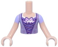 LEGO part Torso Mini Doll Girl Lavender Top with Metallic Pink Lacing and Bow Pattern, Light Nougat Arms with Hands with Lavender Sleeves FTGpb291c01