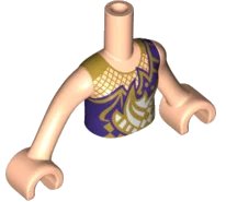 LEGO onderdeel Torso Mini Doll Girl Dark Purple and Gold Top Pattern, Light Nougat Arms with Hands (FTGpb320c01)