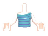 LEGO onderdeel Torso Mini Doll Girl Dark Turquoise Sleeveless Top with Dark Purple Stripes Pattern, Light Nougat Arms with Hands FTGpb346c01