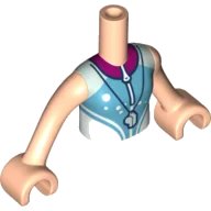 LEGO onderdeel Torso Mini Doll Girl White and Medium Azure Shirt with Zipper and Magenta Collar, Light Aqua Whistle Pattern, Light Nougat Arms with Hands (FTGpb368c01)