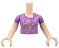 LEGO onderdeel Torso Mini Doll Girl Medium Lavender Top with Bright Light Yellow Guitar Pattern, Light Nougat Arms with Hands with Medium Lavender Short Sleeves FTGpb416c01