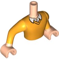 LEGO part Torso Mini Doll Man Bright Light Orange Sweater with Shirt Collar Pattern, Light Nougat Arms with Hands with Bright Light Orange Sleeves FTMpb008c01