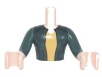 LEGO part Torso Mini Doll Man Dark Green Jacket over Yellow Shirt Pattern, Light Nougat Arms with Hands with Dark Green Sleeves FTMpb065c01
