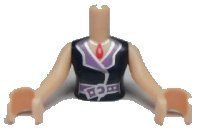 LEGO part Torso Mini Doll Woman Dark Blue Blouse Top with Open Collar and Belt Pattern, Light Nougat Arms with Hands FTWpb014c01