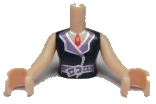 LEGO onderdeel Torso Mini Doll Woman Dark Blue Blouse Top with Open Collar and Belt Pattern, Light Nougat Arms with Hands (FTWpb014c01)
