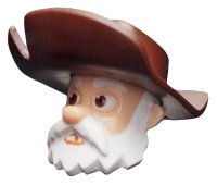LEGO onderdeel Minifigure, Head, Modified Male with White Beard and Dark Brown Hat Pattern (Stinky Pete) bb0451