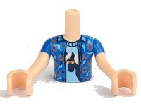 LEGO part Torso Mini Doll Boy Blue Shirt with Horseshoes, Bright Light Blue Undershirt with Horse Pattern, Light Nougat Arms with Hands with Blue Sleeves FTBpb038c01