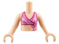 LEGO part Torso Mini Doll Girl Dark Pink and White Bikini Top with Magenta Edges Pattern, Light Nougat Arms with Hands FTGpb128c01