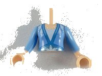 LEGO part Torso Mini Doll Girl Bright Light Blue Top with Metallic Light Blue Hems and Snowflake Pattern, Light Nougat Arms with Hands with Bright Light Blue Sleeves FTGpb245c01
