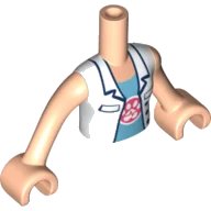 LEGO part Torso Mini Doll Girl White Top with Paw Print Undershirt Pattern, Light Nougat Arms with Hands ftgpb301c01