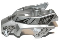 LEGO part Flywheel Fairing Wolf Shape with Fangs and Black, Silver and White Pattern 11113pb02