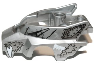 LEGO part Flywheel Fairing Wolf Shape with Fangs and Black, Silver and White Pattern (11113pb02)