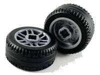 LEGO part Wheel 14mm D. x 9.9mm with Center Groove, Fake Bolts and 6 Double Spokes with Black Tire 21 X 9.9 (11208 / 11209) 11208c01