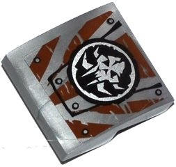 LEGO onderdeel Schuin, Gebogen 2 x 2 x 2/3 met Tigerstrepen, Alien Schedel en Klinknagels Patroon (Sticker) - Set 70220 (15068pb023)