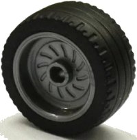 LEGO part Roue 18mm D. x 12mm avec Trou d'Essieu et Goujon avec Pneu Noir 24 x 12 Bas (18976 / 18977) 18976c01