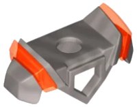 LEGO part Minifigure Armor Breastplate with Pentagonal Cutout on Front and 2 Studs on Back, Angular Shoulders with Molded Trans-Neon Orange Ridges Pattern 28350pb02