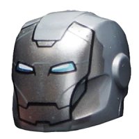 LEGO part Minifigure, Headgear Helmet Armor Plates and Ear Protectors with Silver Faceplate, White and Blue Eyes Pattern 28631pb16