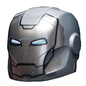 LEGO onderdeel Minifigure, Headgear Helmet Armor Plates and Ear Protectors with Silver Faceplate, White and Blue Eyes Pattern (28631pb16)