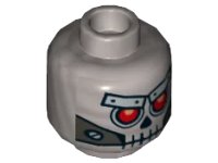 LEGO part Minifigure, Head Alien Skull with Red Eyes, Metal Eyebrows with Rivets and Metal Jaw with Screws Pattern 3626pb1084