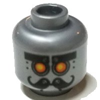 LEGO part Minifigure, Head Alien with Robot Yellow Eyes and Curly Moustache Pattern 3626pb1653