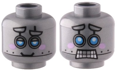 LEGO onderdeel Minifigure, Head Dual Sided Alien with Robot Blue Eyes, Pink Cheeks, Smile / Scared Pattern (3626pb1936)
