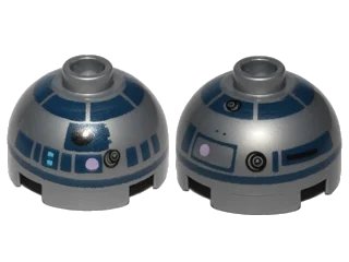 LEGO onderdeel Brick, Round 2 x 2 Dome Top with Lavender Dots, Small Receptor and Dark Blue Pattern (R2-D2) (553pb017b)