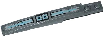 LEGO onderdeel Slope, Curved 10 x 1 with Silver and Medium Azure Microchips and Circuitry Pattern (Sticker) - Set 70170 (85970pb008)
