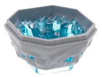 LEGO part Rock 4 x 4 Octagonal Boulder, Bottom with Molded Trans-Light Blue Crystals Pattern 88644pb01