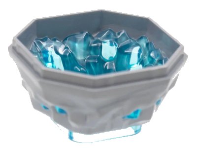 LEGO onderdeel Rock 4 x 4 Octagonal Boulder, Bottom with Molded Trans-Light Blue Crystals Pattern (88644pb01)