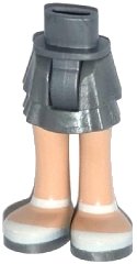 LEGO part Mini Doll Hips and Skirt Layered, Light Nougat Legs and White Shoes with Ankle Straps Pattern - Thick Hinge 92250c00pb11