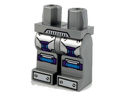 LEGO onderdeel Hips and Legs with Armor, Dark Purple, Dark Azure and Silver Details Pattern (970c00pb1124)