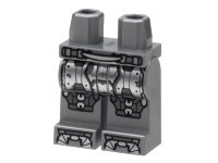 LEGO part Hips and Legs with Silver Armor Plates and Toes, Dark Bluish Gray Trim Pattern 970c00pb1385